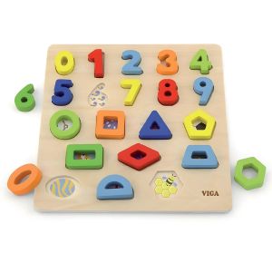 Jeu Éducatif - Puzzle en Bois - Apprentissage Chiffres et Formes - Multicolore pour Enfants