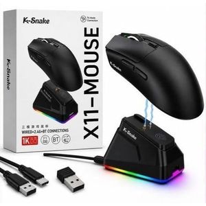 K-Snake  Souris Gaming Sans Fil X11 Tri-Mode avec Station de Charge RGB