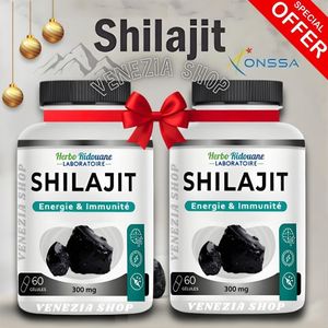 Herbo Ridouane 2x زجاجة تحتوي على 120 كبسولة - شيلجيت - 100% غني بحمض الفولفيك للقوة، والتحمل، والطاقة، مكمل غذائي ممتاز، يعزز الطاقة اليومية.