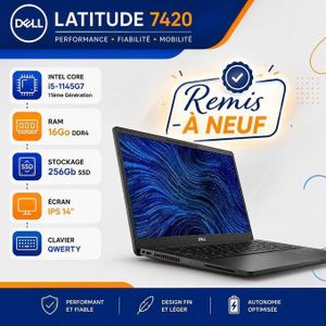 DELL Pc Portable i5 11-ème Latitude 7420 Intel Core I5-1145G7 Gén RAM 16Go DDR4 256Gb SSD - REMIS A NEUF