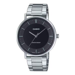 Casio MTP-VT04D-1E - Style minimaliste au fond noir pour hommes - Etanche - Tout en acier inoxydable - 