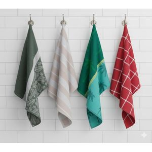 Lot de 3 Torchons de Cuisine Cotton d Égypte  73cm/51cm avec arroche – Élégance & Absorption Ayahome