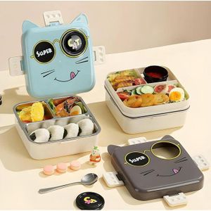 Lunch Box à deux étages inox adaptée aux enfants, étanche, sans BPA - Cuillère incluse - Idéale pour les écoliers