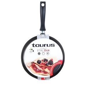 Taurus Crêpière Antiadhésive - Revêtement Haute Qualité - Pour Crêpes et Galettes Faciles - Noire, 25 cm