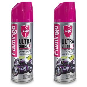 Lot de 2 - Spray Silicone Protecteur Ultra Shine 11 - Brillant pour Plastique, Caoutchouc, Vinyle et Cuir - Parfum Citron