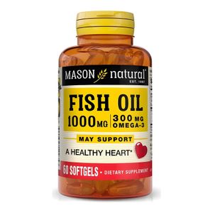 Mason Natural Huile de Poisson - Soutien Cardiovasculaire - 1000 MG Oméga-3 - 60 Gélules