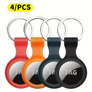 Étui de protection en silicone avec porte-clés pour for Apple AirTag, support anti-perte, suivi d'objets, style minimaliste, motif géométrique, matériau flexible, couverture durable 4 pièce(couleur aléatoire)
