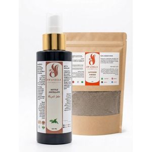 SWANELIA COSMETICS باك Swanelia - بودرة الخزامى الفاسية 250غ ومقطر الحريكة 130مل لمنع التساقط وتهدئة الفروة