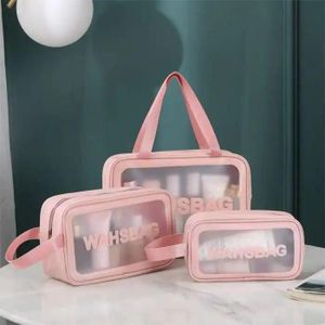 Ensemble de 3 Trousses de Maquillage avec Fenêtre Transparente et Fermeture Éclair - WAHSBAG - Étanche et Portable-couleurs aléatoires