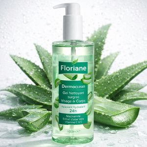 Floriane Dermoclean Aloe Vera - Gel Nettoyant Surgras Visage et Corps - Tous types de peau, particulierement les peaux sensibles
