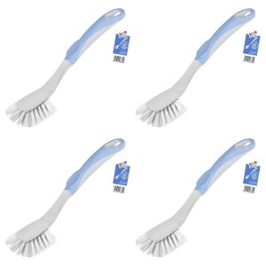 Lot de 4 - Brosse à Vaisselle - Manche Ergonomique, Poils Rigides - Ustensile de Cuisine - Anti-Bactérien