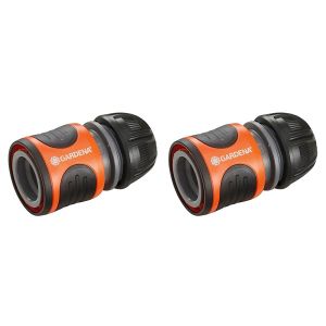 Gardena Raccord de Tuyau - Aquastop - Arrosage de Jardin - Orange/Noir 13-15mm - Lot de 2