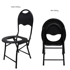 كرسي مرحاض محمول مع مسند ظهر للمسنين والحوامل والمرضى، مقعد مرحاض للطوارئ قابل للطي للنزهات والسفر والصيد