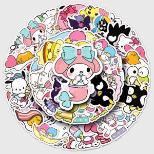 50 autocollants mignons d'anime japonais Stickers kawaii pour gourdes, ordinateurs portables, ordinateurs, téléphones, skateboards, vélos Cadeaux d'anniversaire et décorations de Noël, en papier, par Sanrio