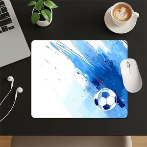 1 pièce Petit Tapis de Souris, Motif Artistique Tendance Sportive Éclaboussures d'Encre de Football Classique Bleu et Blanc, Tapis de Souris Antidérapant en Caoutchouc de Petite, Convient aux Joueurs sur PC, Programmeurs, Tapis Compact pour
