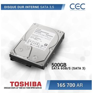Toshiba 500 GB Disque Dur Interne SATA HDD 3.5 Pour PC Gamer , Bureau, DVR  XVR à prix pas cher