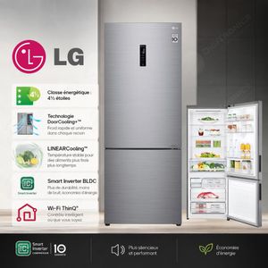 LG ثلاجة كومبي 341 لتر، محول ذكي، NatureFRESH، بدون تجميد كلي و DoorCooling+، GR-B499FMGW