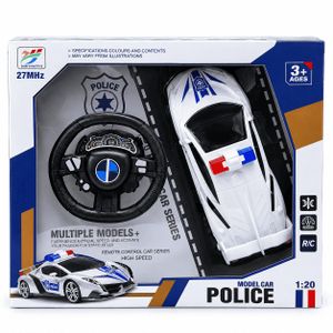 YUAN TOYS Voiture Télécommandée Police RC 1:20 pour Enfants dès 3 Ans - Voiture de Course Haute Vitesse avec Volant de Contrôle, Gyrophare & Direction Multidirectionnelle