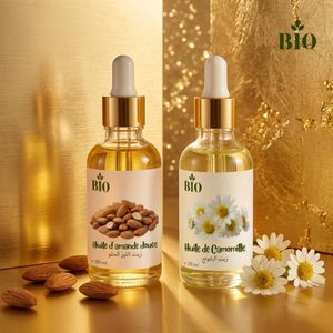 Bio Huile végétale de Amande douce 50 ml et Huile de Camomille 50 ml qualité premium