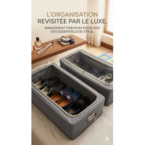 Organisateur de Chaussures Sous Lit Pliable – Boîte de Rangement avec Fenêtre Transparente, Gain de Place pour Armoire et Chambre