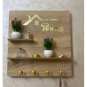 حامل مفاتيح جداري زخرفي 'Home' من الخشب