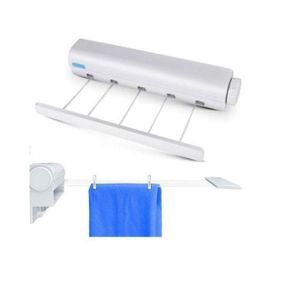 Étendoir Sèche-linge avec 5 fils durables et longs, Mural, RÉTRACTABLE, 5x3,75M