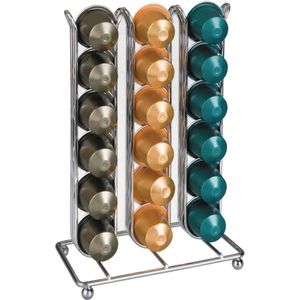 Premium حامل الكبسولات – حامل رأسي من الفولاذ المقاوم للصدأ، سعة كبيرة 42 كبسولة، تصميم أنيق وثابت، قاعدة غير قابلة للانزلاق، تخزين عملي وراقي للمطبخ أو المكتب