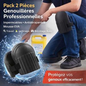 Pack 2 Pièces Genouillères Professionnelles Imperméables Antidérapantes en Mousse EVA – Protection Genoux Travail Jardinage Bricolage Auto