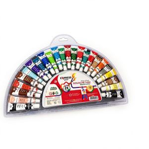 Coffret de Peinture Gouache en Tubes 24 Couleurs - Express Junior Artista (Avec Pinceaux et Palette)