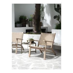 Fauteuil Lounge d'Extérieur Bois Massif Tressé - Design Moderne - Jardin et Terrasse