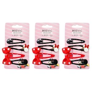 MIEVIC Lot de 3 - Barrettes Cheveux Minnie Mouse - Lot de 3 Accessoires pour Enfants - Thème Disney - Cadeau Idéal