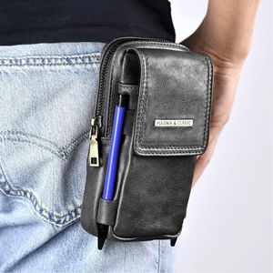 Puloka Pochette Double Téléphone Multi-Usage – Cuir , Transport 2 Mobiles jusqu’à 6.8”, Cartes & Accessoires – Noir
