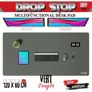 Drop Stop سجادة مكتب من الجلد الصناعي من أوثيا - وسادة ماوس كبيرة، سجادة مكتب من جلد البولي يوريثان غير قابلة للانزلاق، سطح كتابة مقاوم للماء للمكتب والمنزل (أخضر الغابة ، 120 - 60 سم)