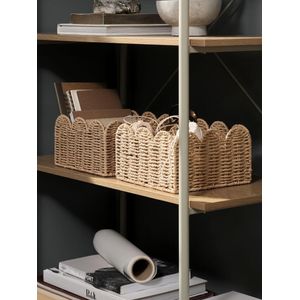 Panier de Rangement Décoratif Naturel en Papier et Acier 24x24x14cm Style Bohème Organisation Maison Bureau