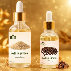 Bio Pack x2 Huile de Sesame 50 ml et Huile de Girofle 30 ml qualité premium
