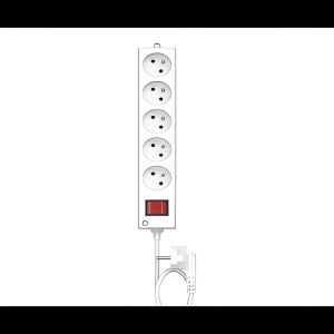 Multiprise Électrique - 5 Prises avec Interrupteur - Sécurité et Extension de Courant - Blanc