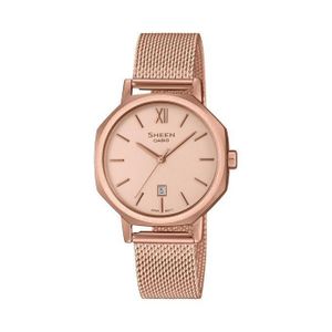Casio SHE-4554PGM-4A - Minimaliste et luxueuse avec son boîtier octogonal plaquée or rose - Verre saphir anti rayures - 