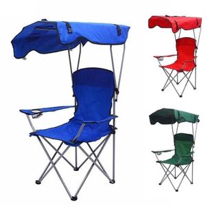 Chaise de camping  avec pare-soleil - Tissu Oxford - Porte-gobelet - Pliable jusqu'a 150kg