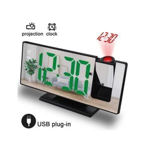 Réveil électronique à Projection Numérique LED Avec Chargeur USB LED Miroir