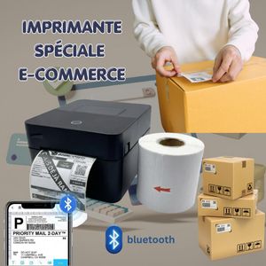 Es Imprimante Thermique Bluetooth pour E-Commerce – Impression d'Étiquettes de Livraison 100x100mm  sans Encre