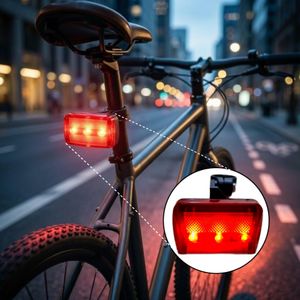 Feu Arrière LED pour Vélo – Lampe Rouge de Sécurité avec Fixation sur Tige de Selle