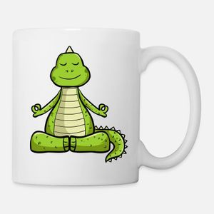 Cute dinosaur in meditation pose crossed legs yoga Mug, Haut Qualité , كأس ,كوب مخصص ,هدية عيد ميلاد