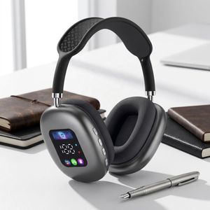 Casque Bluetooth.Casque sans fil supra-auriculaires intelligents avec bouton tactile LCD, affichage LED, pour le sport et l'utilisation avec téléphone portable, faible latence