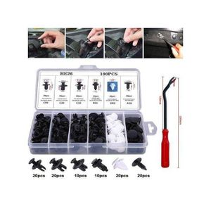 Set de 100 pinces en plastique mixtes pour voiture, parfaites pour retirer les goupilles de porte automatique.