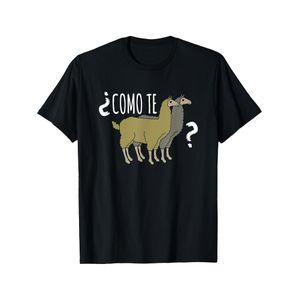 T-shirt humoristique espagnol « Como Te Llamas » pour amoureux des lamas et alpagas mignons - T-shirt noir décontracté à manches courtes avec impression blanche, coupe régulière, col rond, confort toutes saisons pour hommes et femmes, T-shirt lama, vête