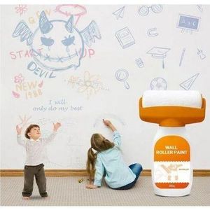 Rouleau de peinture de retouche mural 2 en 1, pinceau rouleau portable, outil réparation murs et plafonds, peinture latex à base d’eau, usage intérieur maison