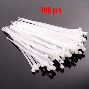 100 pcs NYLON CABLE TIE. colliers de serrage autobloquants 2.5 x 200 mm Nylon Attache de câble Attaches de câble en plastique Blanc
