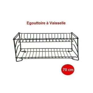 Égouttoir à Vaisselle 2 Niveaux 70 cm Noir, Robuste et Espace Optimisé