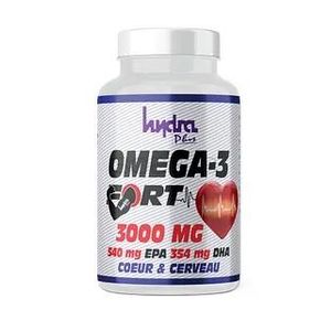 Hydra Omega3 fort 3000mg, 540mg EPA, 354mg DHA, Coeur et Cerveau, 60 Capsules