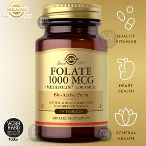 Solgar  Methyl Folate, Folic acide Metaboliquement, 1,000 mcg, 60 Tablets